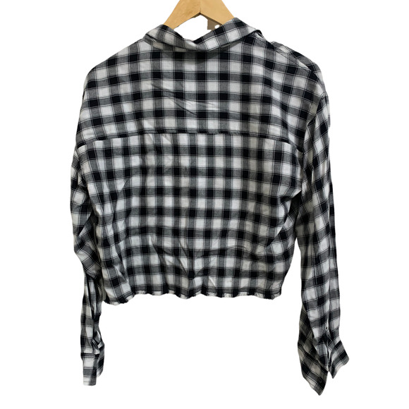Abound black white Tibetan‎ Dobby Plaid Top Size Large NEW - Picture 4 of 4